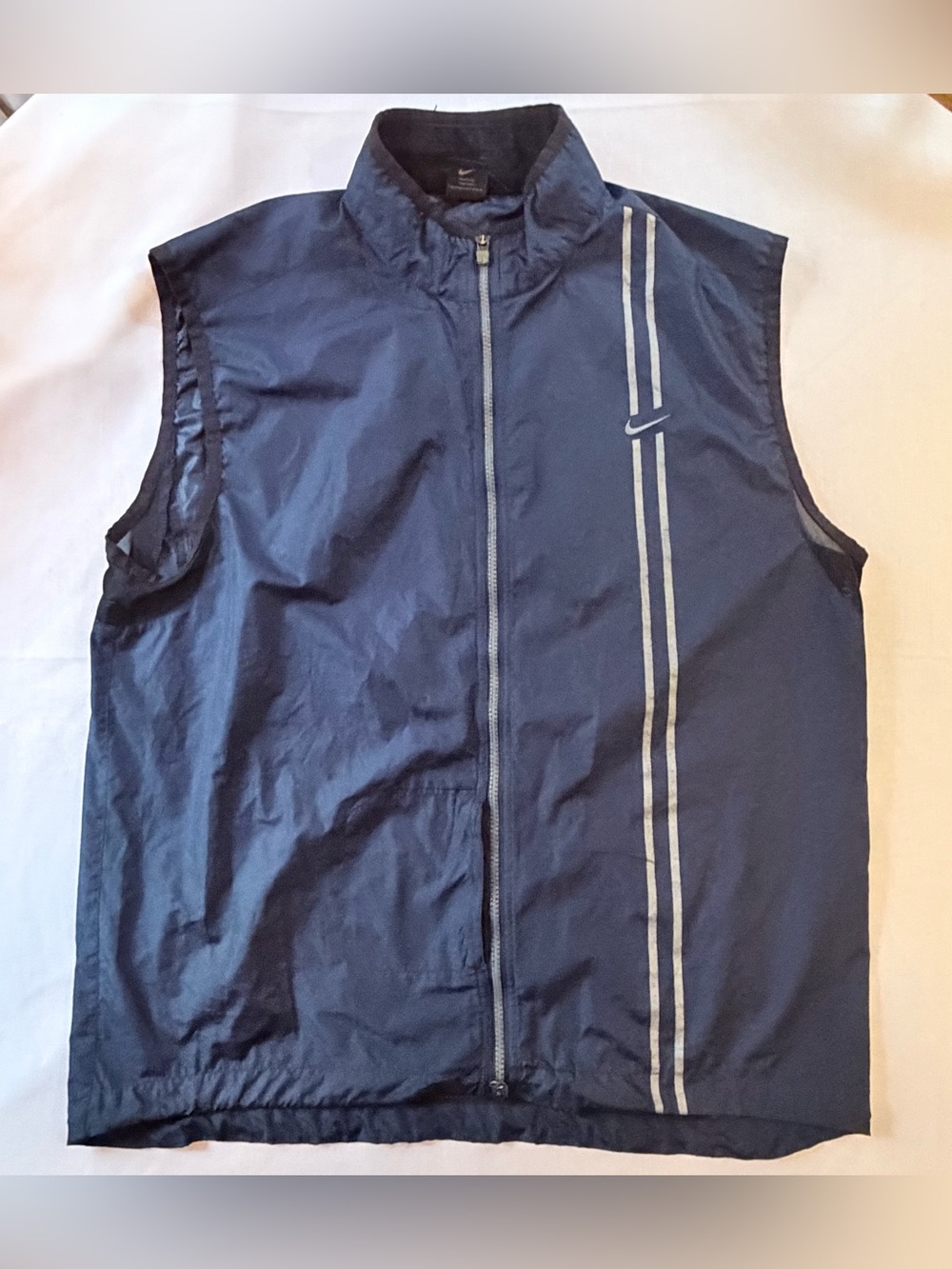 Nike Running Men's Blue Full Zip Reflective Pocket Drawstring Vest Size XL